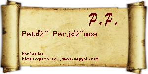 Pető Perjámos névjegykártya